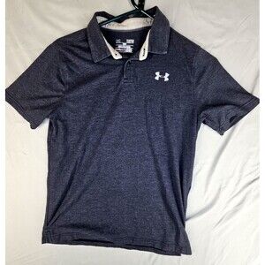 Under Armour Youth Large Polo Shirt Gray Short Sleeve Athletic Golf Top